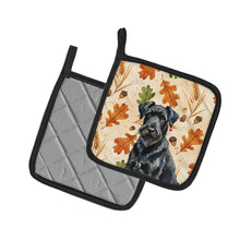 Load image into Gallery viewer, Black Russian Terrier Heirloom Fall Pair of Pot Holders