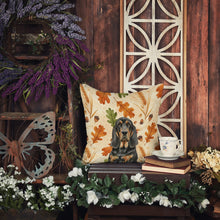 Load image into Gallery viewer, Black and Tan Bloodhound Heirloom Fall Throw Pillow