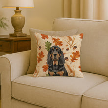 Load image into Gallery viewer, Black and Tan Bloodhound Heirloom Fall Throw Pillow