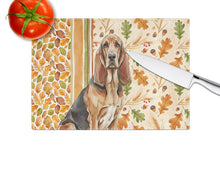 Load image into Gallery viewer, Liver and Tan Bloodhound Heirloom Fall Glass Cutting Board