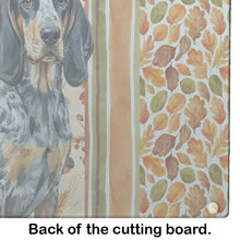 Load image into Gallery viewer, Bluetick Coonhound Heirloom Fall Glass Cutting Board