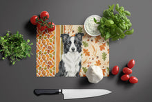 Load image into Gallery viewer, Blue Merle Border Collie Heirloom Fall Glass Cutting Board
