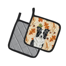 Load image into Gallery viewer, Blue Merle Border Collie Heirloom Fall Pair of Pot Holders