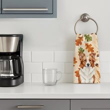 Load image into Gallery viewer, Red and White Border Collie Heirloom Fall Kitchen Towel