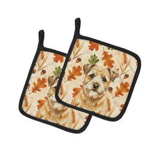 Load image into Gallery viewer, Wheaten Border Terrier Heirloom Fall Pair of Pot Holders