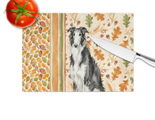 Load image into Gallery viewer, Black and White Borzoi Heirloom Fall Glass Cutting Board