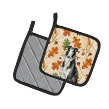 Load image into Gallery viewer, Black and White Borzoi Heirloom Fall Pair of Pot Holders
