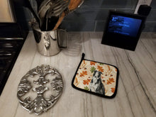 Load image into Gallery viewer, Black and White Borzoi Heirloom Fall Pair of Pot Holders