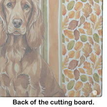 Load image into Gallery viewer, Boykin Spaniel Heirloom Fall Glass Cutting Board