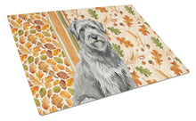 Load image into Gallery viewer, Gray Briard Heirloom Fall Glass Cutting Board