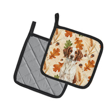 Load image into Gallery viewer, Liver and White Brittany Heirloom Fall Pair of Pot Holders