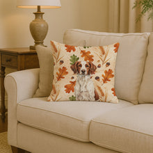 Load image into Gallery viewer, Liver and White Brittany Heirloom Fall Throw Pillow