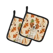 Load image into Gallery viewer, Orange and White Brittany Heirloom Fall Pair of Pot Holders