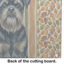 Load image into Gallery viewer, Black and Tan Brussels Griffon Heirloom Fall Glass Cutting Board
