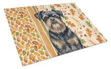 Load image into Gallery viewer, Black and Tan Brussels Griffon Heirloom Fall Glass Cutting Board