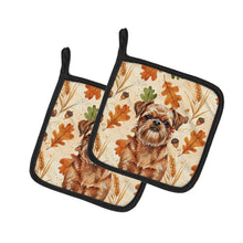 Load image into Gallery viewer, Red Brussels Griffon Heirloom Fall Pair of Pot Holders