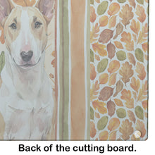 Load image into Gallery viewer, Fawn and White Bull Terrier Heirloom Fall Glass Cutting Board