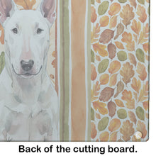 Load image into Gallery viewer, White Bull Terrier Heirloom Fall Glass Cutting Board