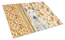 Load image into Gallery viewer, White Bull Terrier Heirloom Fall Glass Cutting Board