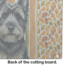 Load image into Gallery viewer, Black Cairn Terrier Heirloom Fall Glass Cutting Board