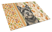 Load image into Gallery viewer, Black Cairn Terrier Heirloom Fall Glass Cutting Board