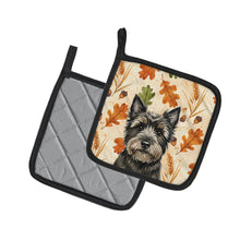 Load image into Gallery viewer, Black Cairn Terrier Heirloom Fall Pair of Pot Holders