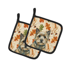 Load image into Gallery viewer, Cairn Terrier Heirloom Fall Pair of Pot Holders