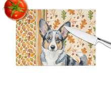 Load image into Gallery viewer, Blue Merle Cardigan Welsh Corgi Heirloom Fall Glass Cutting Board