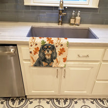 Load image into Gallery viewer, Black and Tan Cavalier Spaniel Heirloom Fall Kitchen Towel