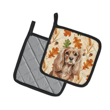 Load image into Gallery viewer, Ruby Cavalier Spaniel Heirloom Fall Pair of Pot Holders