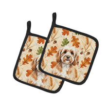 Load image into Gallery viewer, Cavapoo Heirloom Fall Pair of Pot Holders
