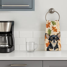 Load image into Gallery viewer, Black and Tan Chihuahua Heirloom Fall Kitchen Towel
