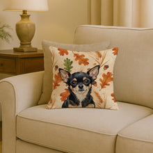 Load image into Gallery viewer, Black and Tan Chihuahua Heirloom Fall Throw Pillow