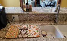 Load image into Gallery viewer, Chocolate Chihuahua Heirloom Fall Dish Drying Mat