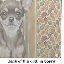 Load image into Gallery viewer, Chocolate Chihuahua Heirloom Fall Glass Cutting Board