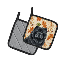 Load image into Gallery viewer, Black Chow Chow Heirloom Fall Pair of Pot Holders