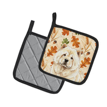 Load image into Gallery viewer, Cream Chow Chow Heirloom Fall Pair of Pot Holders