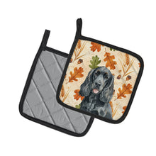 Load image into Gallery viewer, Black Cocker Spaniel Heirloom Fall Pair of Pot Holders