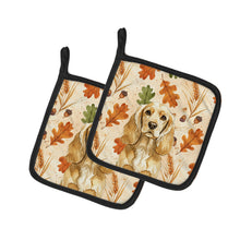 Load image into Gallery viewer, Buff Cocker Spaniel Heirloom Fall Pair of Pot Holders