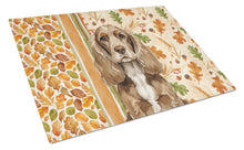 Load image into Gallery viewer, Chocolate Cocker Spaniel Heirloom Fall Glass Cutting Board