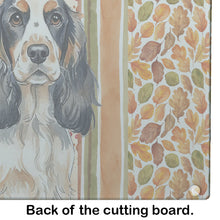Load image into Gallery viewer, Parti Cocker Spaniel Heirloom Fall Glass Cutting Board