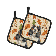 Load image into Gallery viewer, Parti Cocker Spaniel Heirloom Fall Pair of Pot Holders