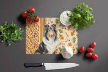 Load image into Gallery viewer, Tricolor Collie Heirloom Fall Glass Cutting Board