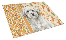 Load image into Gallery viewer, White with Gray Coton de Tulear Heirloom Fall Glass Cutting Board