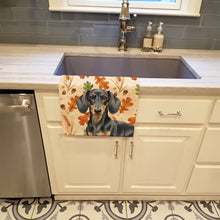 Load image into Gallery viewer, Black and Tan Dachshund Heirloom Fall Kitchen Towel