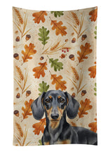 Load image into Gallery viewer, Black and Tan Dachshund Heirloom Fall Kitchen Towel