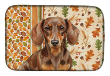 Load image into Gallery viewer, Chocolate and Tan Dachshund Heirloom Fall Dish Drying Mat