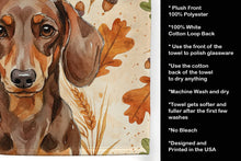 Load image into Gallery viewer, Chocolate and Tan Dachshund Heirloom Fall Kitchen Towel
