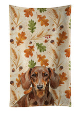 Load image into Gallery viewer, Chocolate and Tan Dachshund Heirloom Fall Kitchen Towel