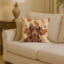 Load image into Gallery viewer, Chocolate and Tan Dachshund Heirloom Fall Throw Pillow